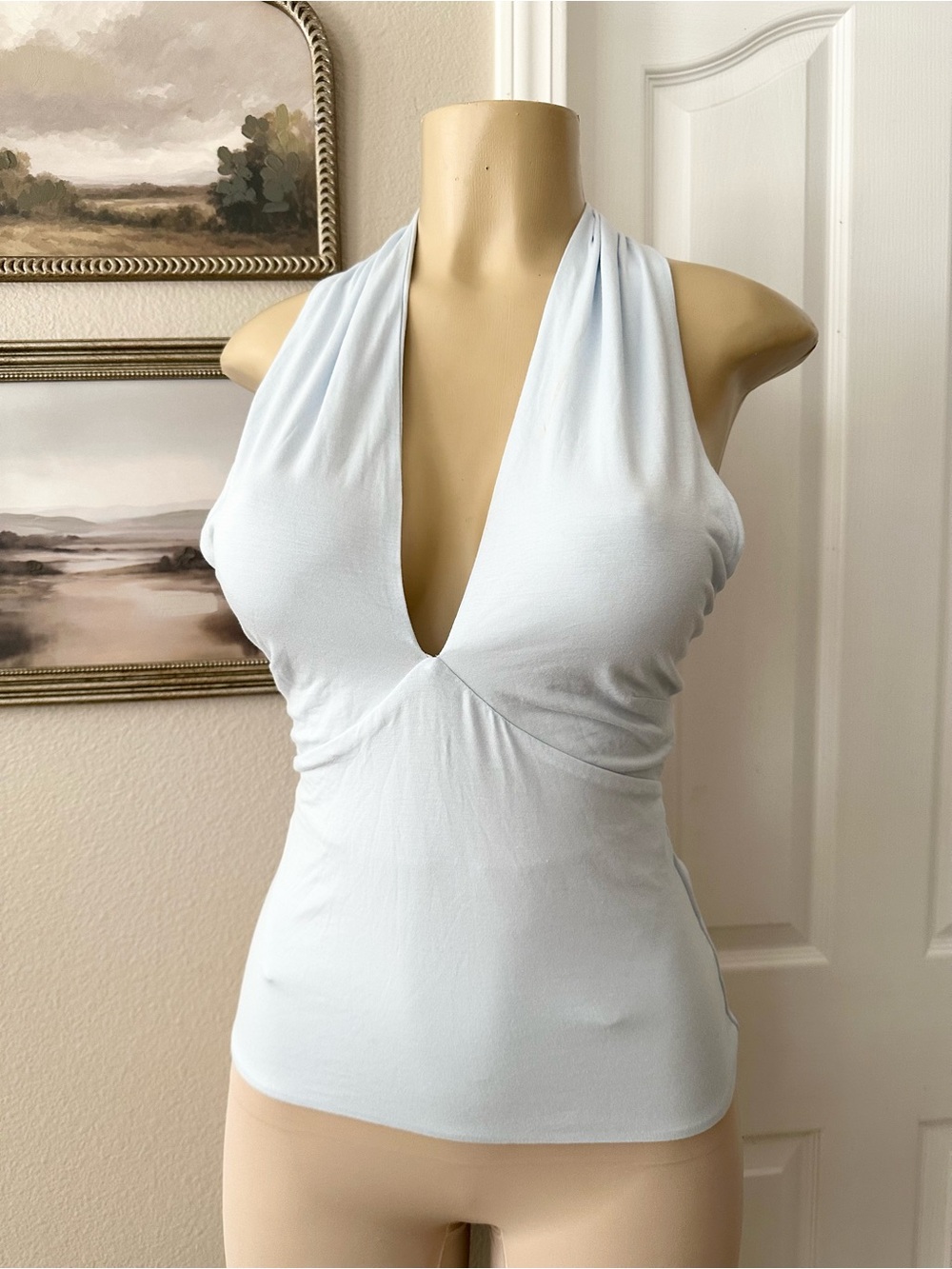 Guess Light Blue Halter V-Neck Camisole
